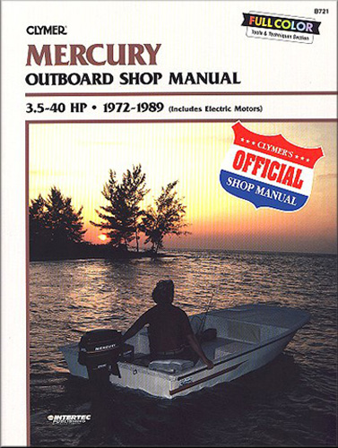 Clymer Repair Manual for Mercury 3.5-40 HP OB 1972-1989