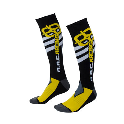 A.R.C. Moto Socks Size 6-9 Black/Yellow