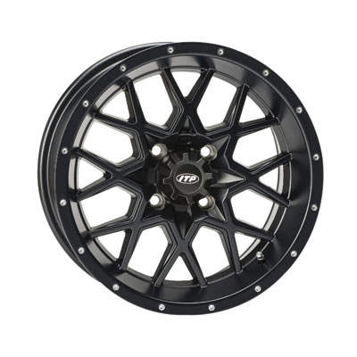 4/110 ITP Hurricane Wheel 15×7 5.0 + 2.0 Matte Black for Honda Big Red MUV700 2009-2012