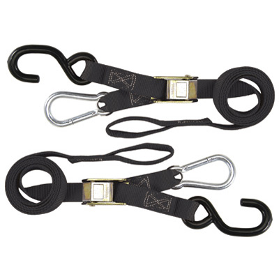 Rider Cargo Buckle Tie Downs W/Carabiner  Black