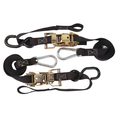 Rider Cargo Ratchet Soft Loop Tie Downs W/Carabiner  Black