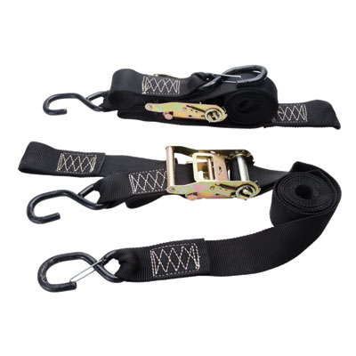 Rider Cargo Ratchet Soft Loop Wide Tie Downs W/Carabiner  Black