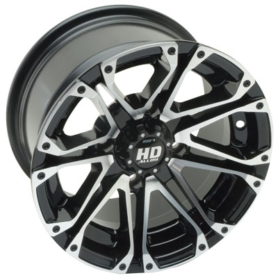 4/110 STI HD3 Alloy Wheel 12×7 2.0 + 5.0 Black Machined for Arctic Cat DVX 400 2004-2008