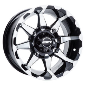 4/110 STI HD6 Alloy Wheel 12×7 5.0 + 2.0 Machined/Black for Bombardier Traxter 500 4×4 1999-2005