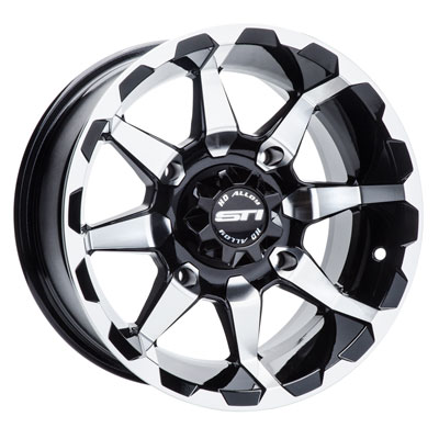 4/110 STI HD6 Alloy Wheel 14×7 5.0 + 2.0 Machined/Black for Bombardier Traxter 500 4×4 1999-2005