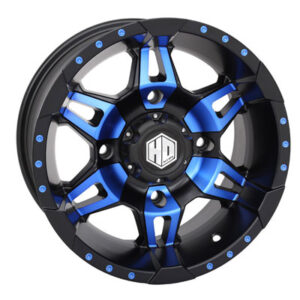 4/110 STI HD7 Alloy Wheel 14×7 5.0 + 2.0 Matte Black/Radiant Blue for Bombardier Traxter 500 4×4 1999-2005