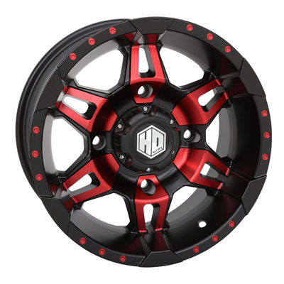 4/110 STI HD7 Alloy Wheel 14×7 5.0 + 2.0 Matte Black/Radiant Red for Bombardier Traxter 500 4×4 1999-2005