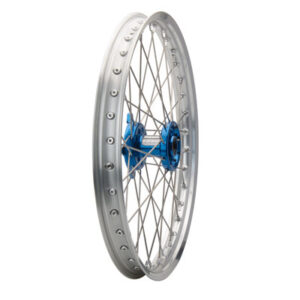 Tusk Impact Complete Wheel – Front 21 x 1.60 Silver Rim/Silver Spoke/Blue Hub for Kawasaki KX125 2004-2005