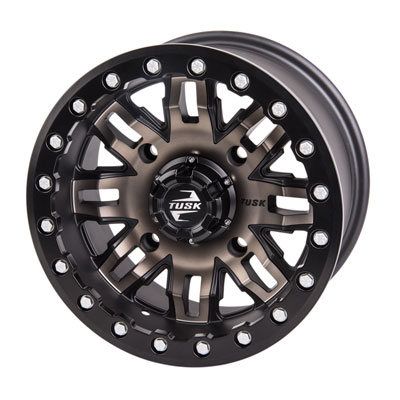 Tusk 4/156 Tusk Teton Beadlock Wheel 14×7 4.0 + 3.0 Smoke/Black for Kawasaki MULE Pro-DX 2016-2017