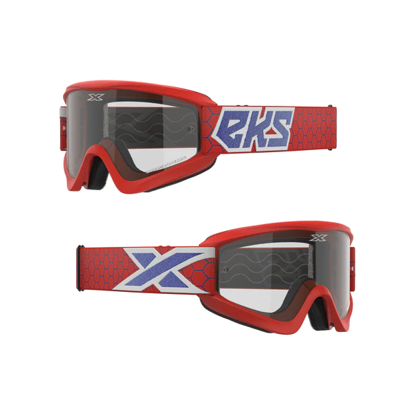 GOX FLAT-OUT CLEAR GOGGLE RED, WHITE, BLUE METALLIC