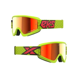 GOX FLAT-OUT MIRROR GOGGLE FLO YELLOW, BLACK, FIRE RED – RED MIRROR LENS