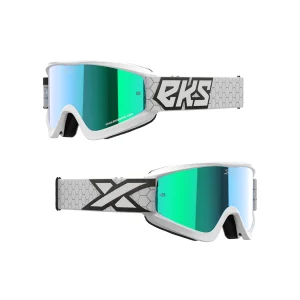 GOX FLAT-OUT MIRROR GOGGLE WHITE, BLACK – BLUE MIRROR LENS