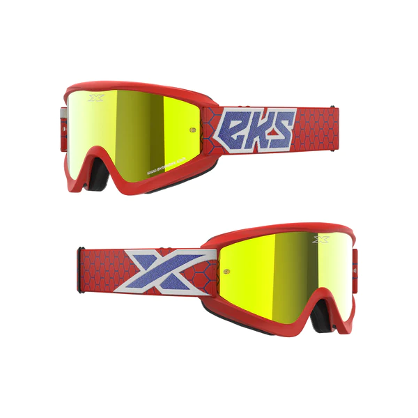 GOX FLAT-OUT MIRROR GOGGLE RED, WHITE, BLUE METALLIC – GOLD MIRROR LENS