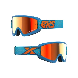 GOX FLAT-OUT MIRROR GOGGLE LIQUID CYAN, FLO ORANGE – RED MIRROR LENS