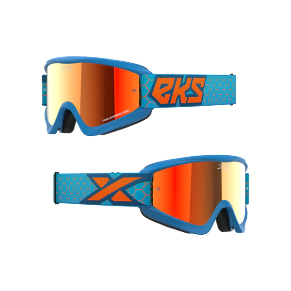 GOX FLAT-OUT MIRROR GOGGLE LIQUID CYAN, FLO ORANGE – RED MIRROR LENS